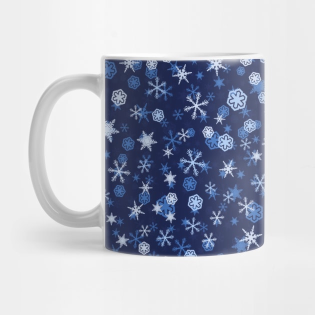 Bright Blue and Winter White Snowflakes Pattern by FabulouslyFestive